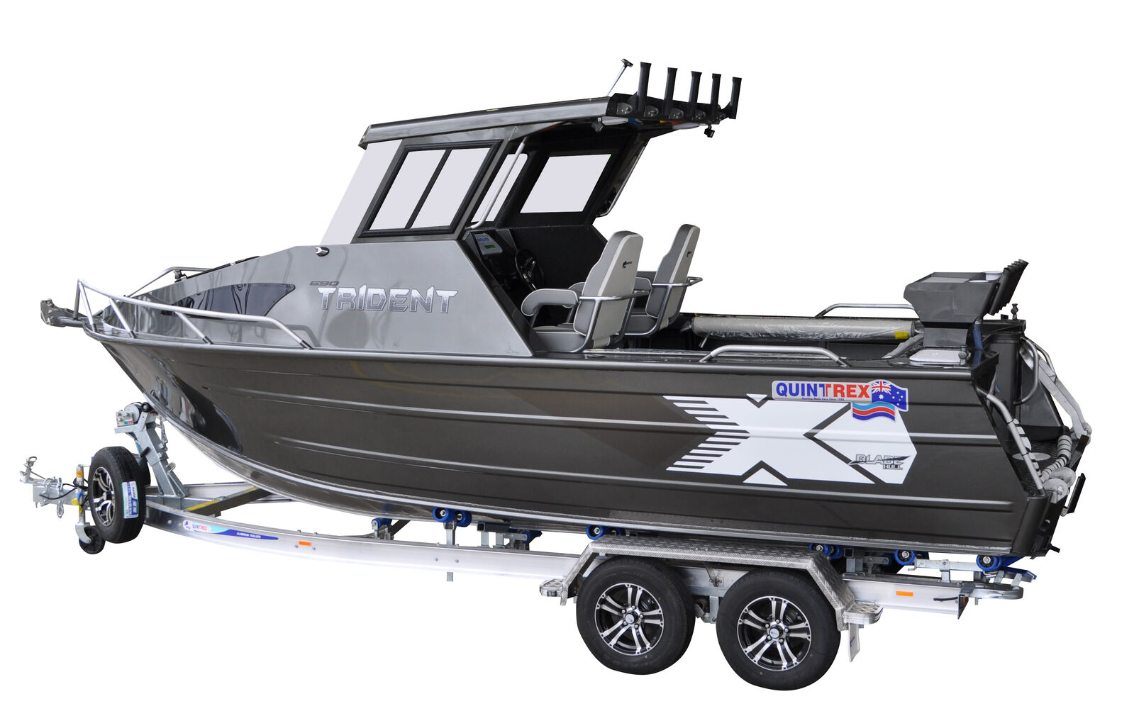 Quintrex 690 Trident Hard Top + Trailer 2750 ATM TAB692750T14RB