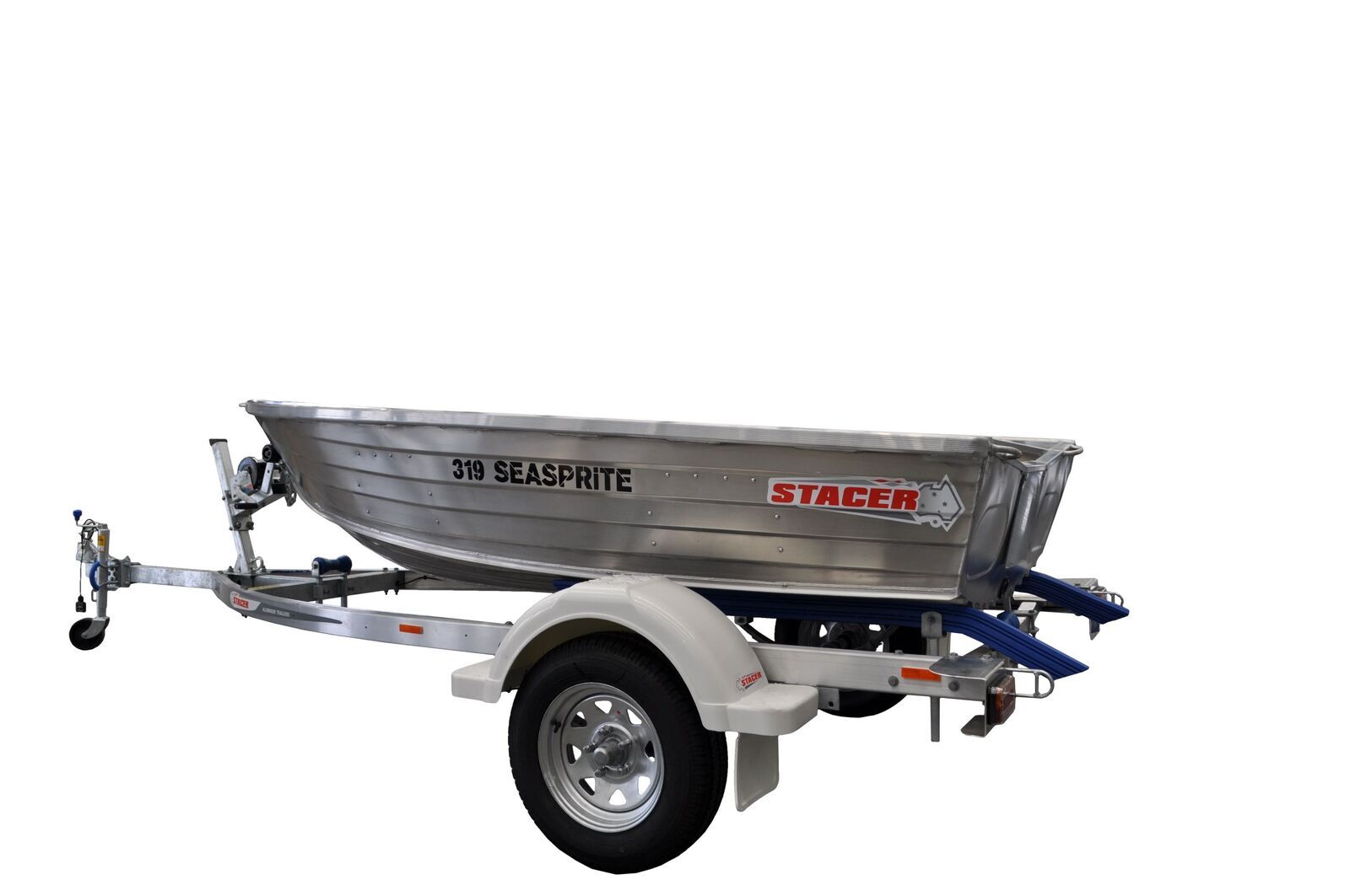 Stacer 319 Open Boats Seasprite Dinghy S/S + Move Trailers 749 ATM Single Axle 13" Unbraked Trailer