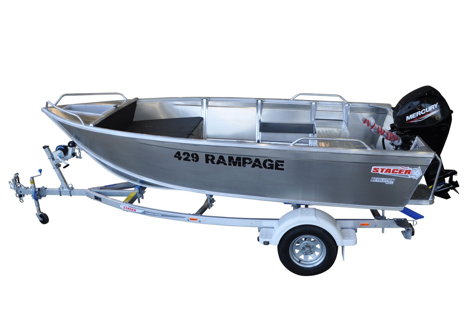 Stacer 429 Open Boats Rampage TS L/S + Move Trailers 749 ATM Single Axle 13" Unbraked Trailer