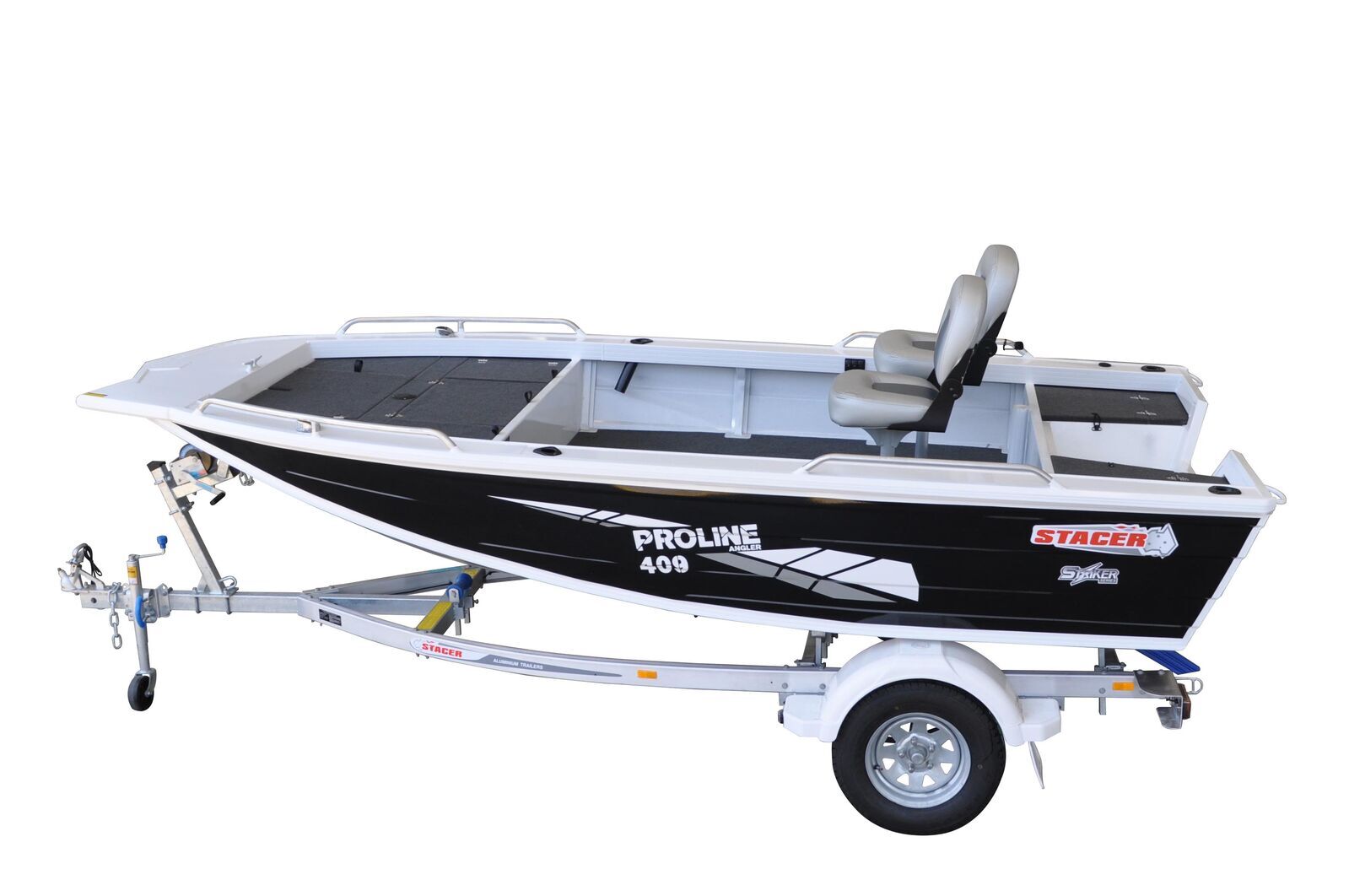 Stacer 409 Proline Angler L/S Boat + Move Trailers 749 ATM Single Axle 13" Unbraked Trailer