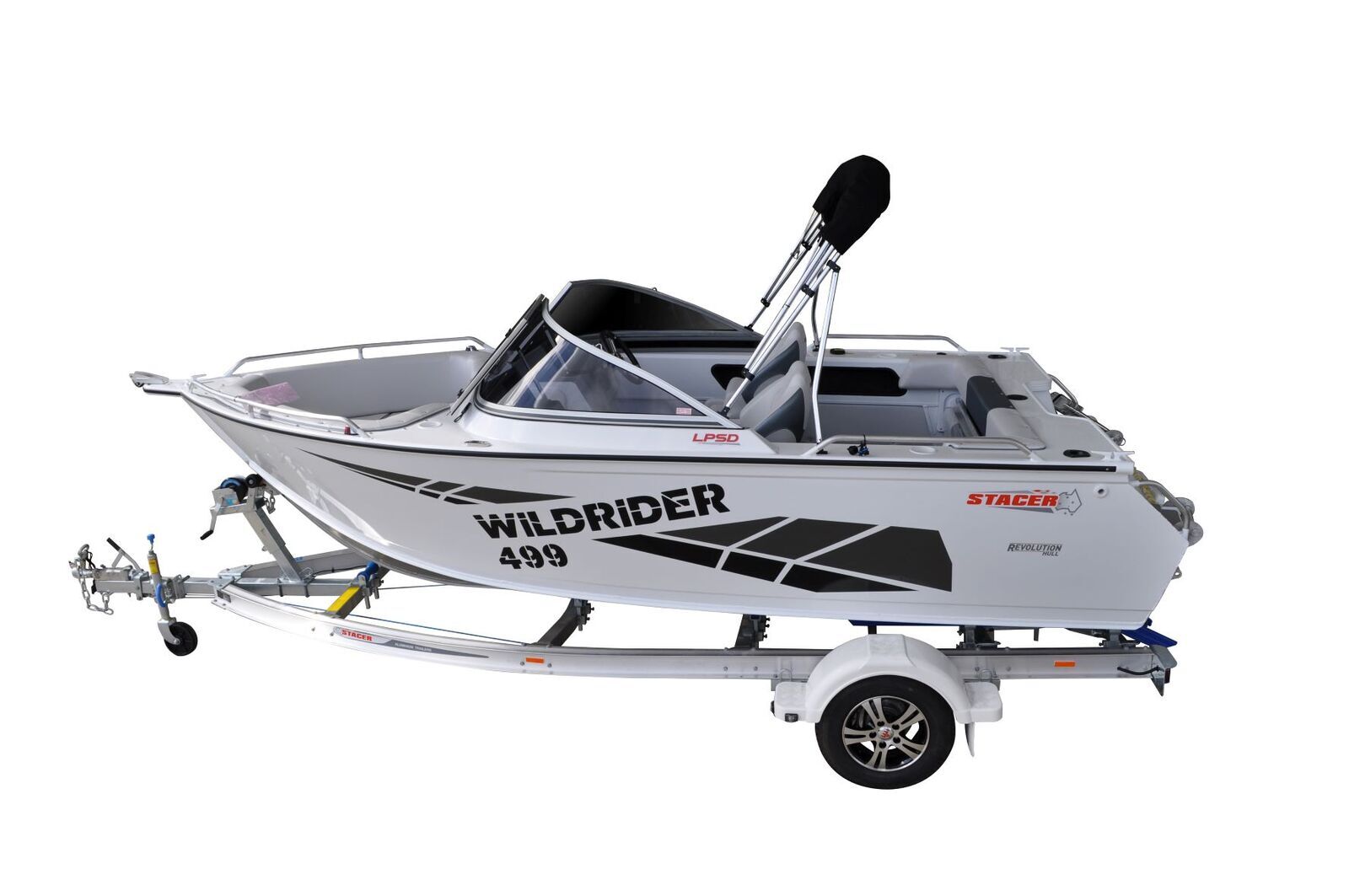 Stacer 499 Wild Rider L/S Boat + Move Trailers 1298 ATM Single Axle 13" Mech Braked Trailer