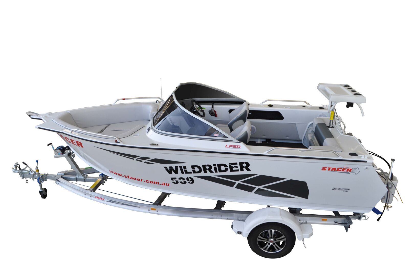 Stacer 539 Wild Rider L/S Boat + Move Trailers 1595 ATM Single Axle 14" Mech Braked Trailer