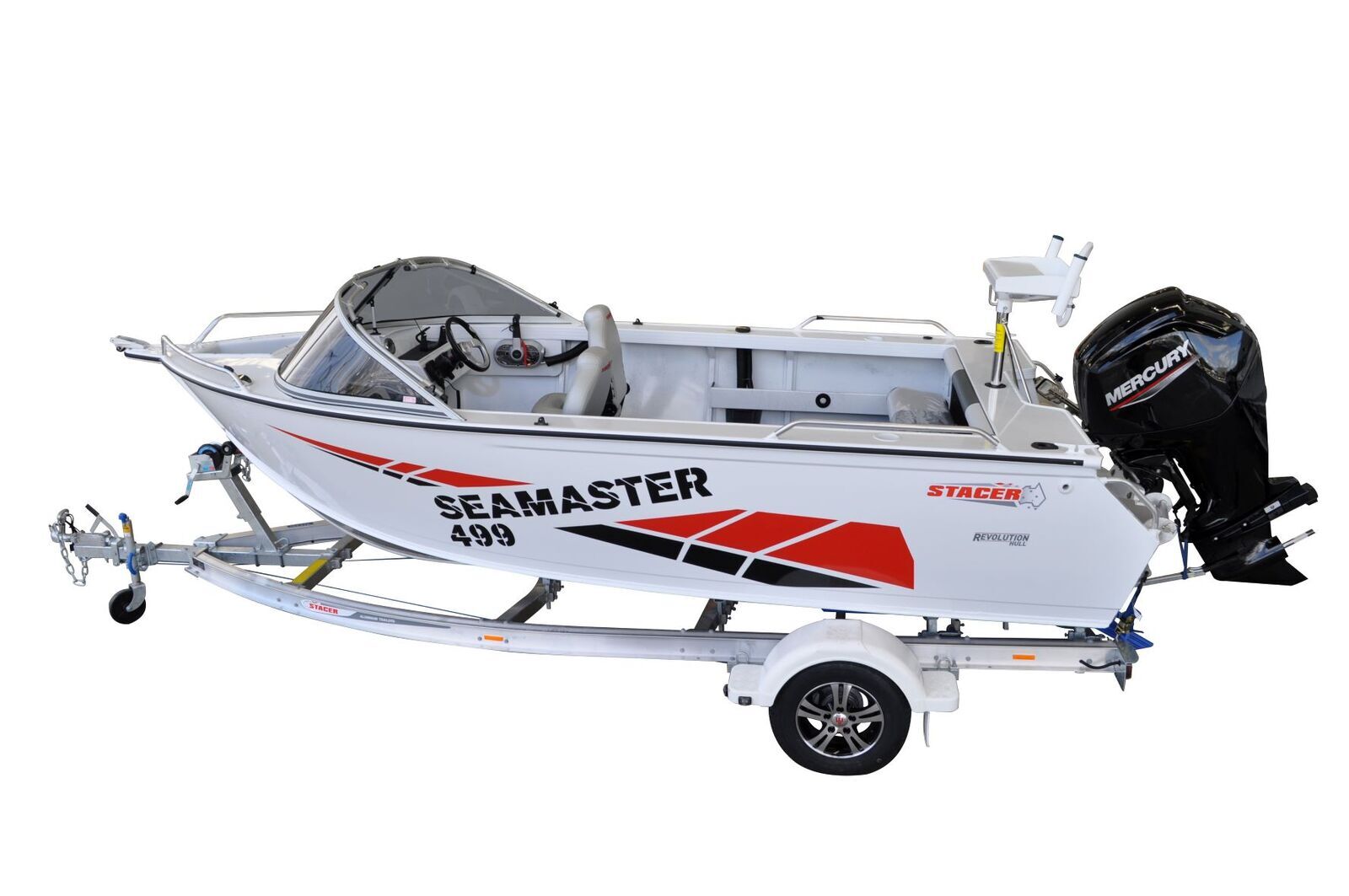 Stacer 499 Sea Master L/S Boat + Move Trailers 1298 ATM Single Axle 13" Mech Braked Trailer