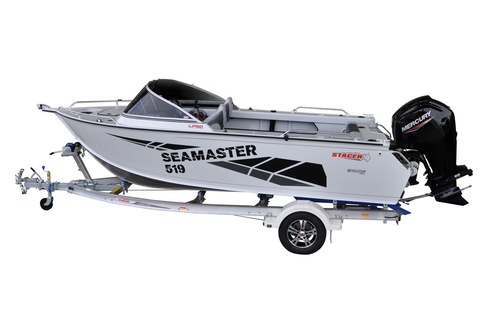 Stacer 519 Sea Master L/S Boat + Move Trailers 1400 ATM Single Axle 13" Mech Braked Trailer