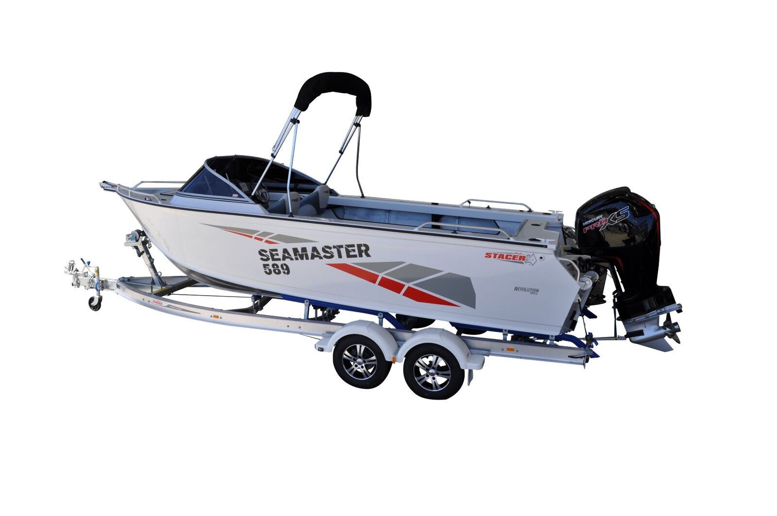 Stacer 589 Sea Master XLS Boat + Move Trailers 2000 ATM Tandem Axle 13" Mech Braked Trailer